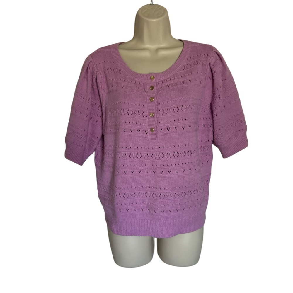 Draper James Lavender Short Sleeve Knit Sweater